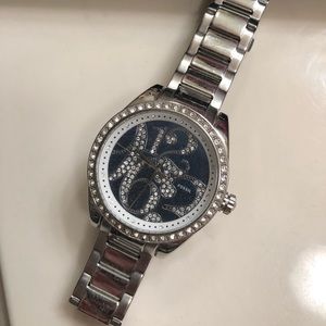 Fossil girly rhinestoned large numbers watch